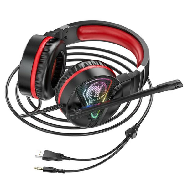 Audifonos Hoco Gamer W104 Rojo con Microfono y luces